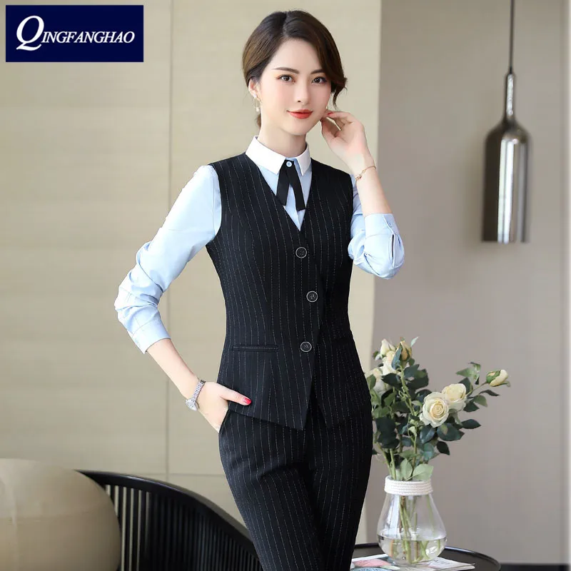 High quality non iron stripe vest ladies office clothing woolen women's slim work clothes
High quality non iron stripe vest ladies office clothing woolen women's slim work clothes