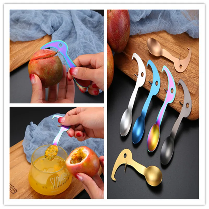 Stainless Steel Useful Passion Fruit Opener Spoon Creative Hanging Colorful Fruit Jam Scoop Kitchen Gadgets Restaurant Tool
Stainless Steel Useful Passion Fruit Opener Spoon Creative Hanging Colorful Fruit Jam Scoop Kitchen Gadgets Restaurant Tool