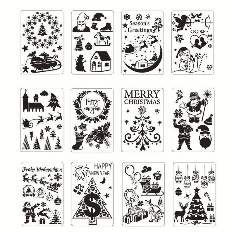 12 шт Рождество Санта картина набор трафаретов DIY трафареты для рисования Шаблоны для живопись на холсте с изображением деревянной стены укр...
12 шт Рождество Санта картина набор трафаретов DIY трафареты для рисования Шаблоны для живопись на холсте с изображением деревянной стены укр...