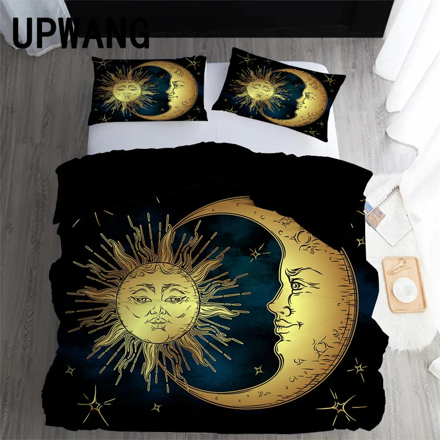 

UPWANG 3D комплект постельного белья с принтом Солнца и Луны, пододеяльник/пододеяльник, набор постельного белья с наволочкой, набор домашнего ...