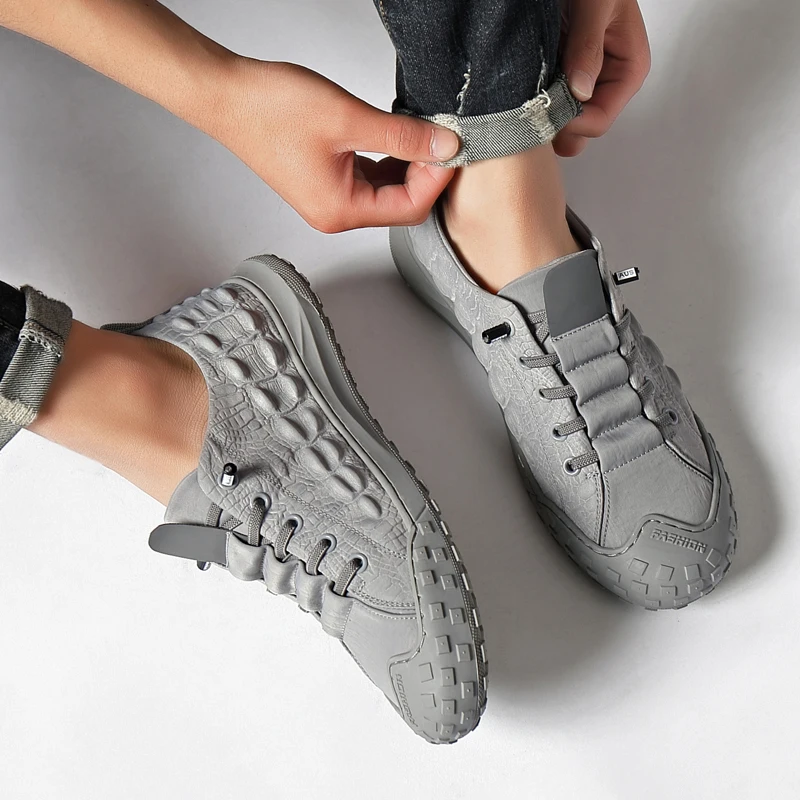 Crocodile Grain Trendy Mens Shoes Leather Casual Shoes 2021 New Arrival Fashion Comfort Street Youth Footwear Leisure Sneakers
Crocodile Grain Trendy Mens Shoes Leather Casual Shoes 2021 New Arrival Fashion Comfort Street Youth Footwear Leisure Sneakers