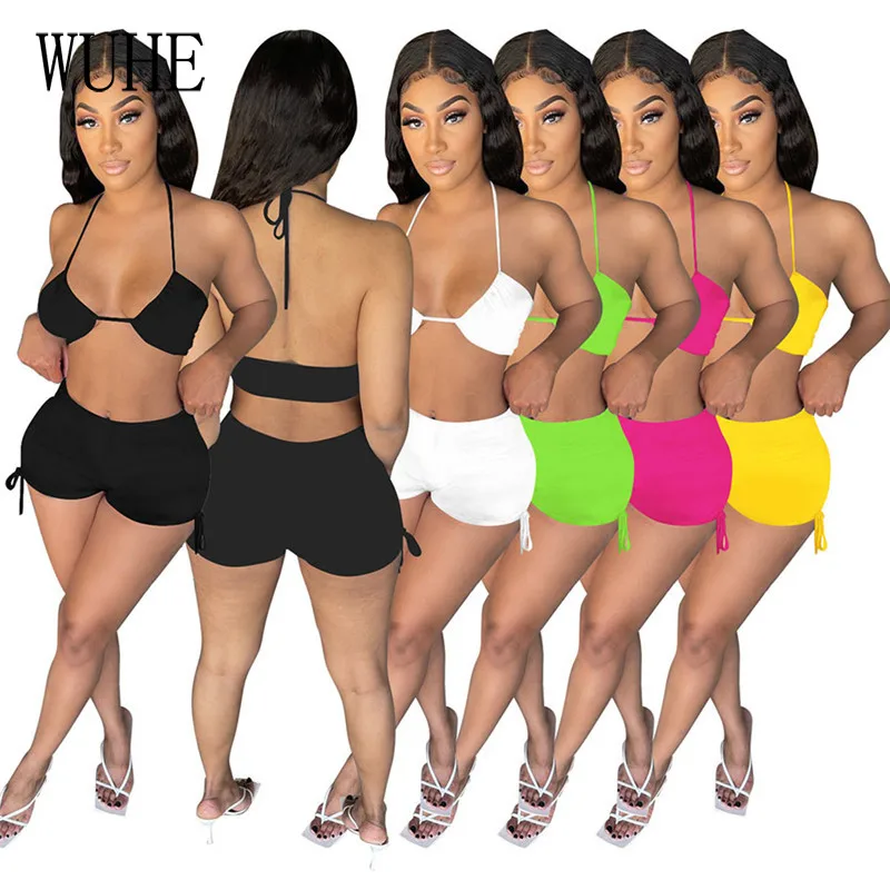 YEYA Nightclub Sexy Two Piece Sets Halter Sleeveless Off Shoulder Open Back Top Lace Up Short Pants Summer Women Party Suits
YEYA Nightclub Sexy Two Piece Sets Halter Sleeveless Off Shoulder Open Back Top Lace Up Short Pants Summer Women Party Suits