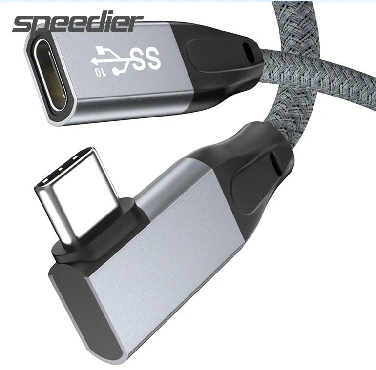 

USB 3.1 Type C кабель-удлинитель для передачи данных Gen2 10 Гбит/с Φ 3,1 штекер-гнездо 4K видеокабель L-образной формы Type C удлинитель для быстрой зарядк...