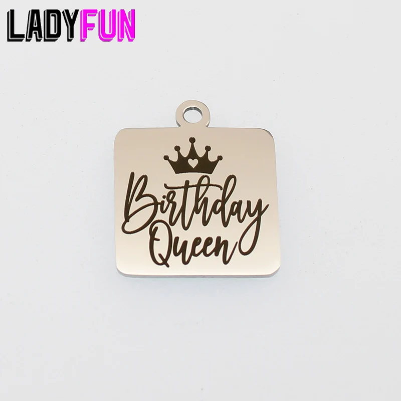 Stainless Steel Birthday Queen Charms Laser Words Queen Pendant High Polish Mirror Surface Jewelry Charm 10pcs
Stainless Steel Birthday Queen Charms Laser Words Queen Pendant High Polish Mirror Surface Jewelry Charm 10pcs
