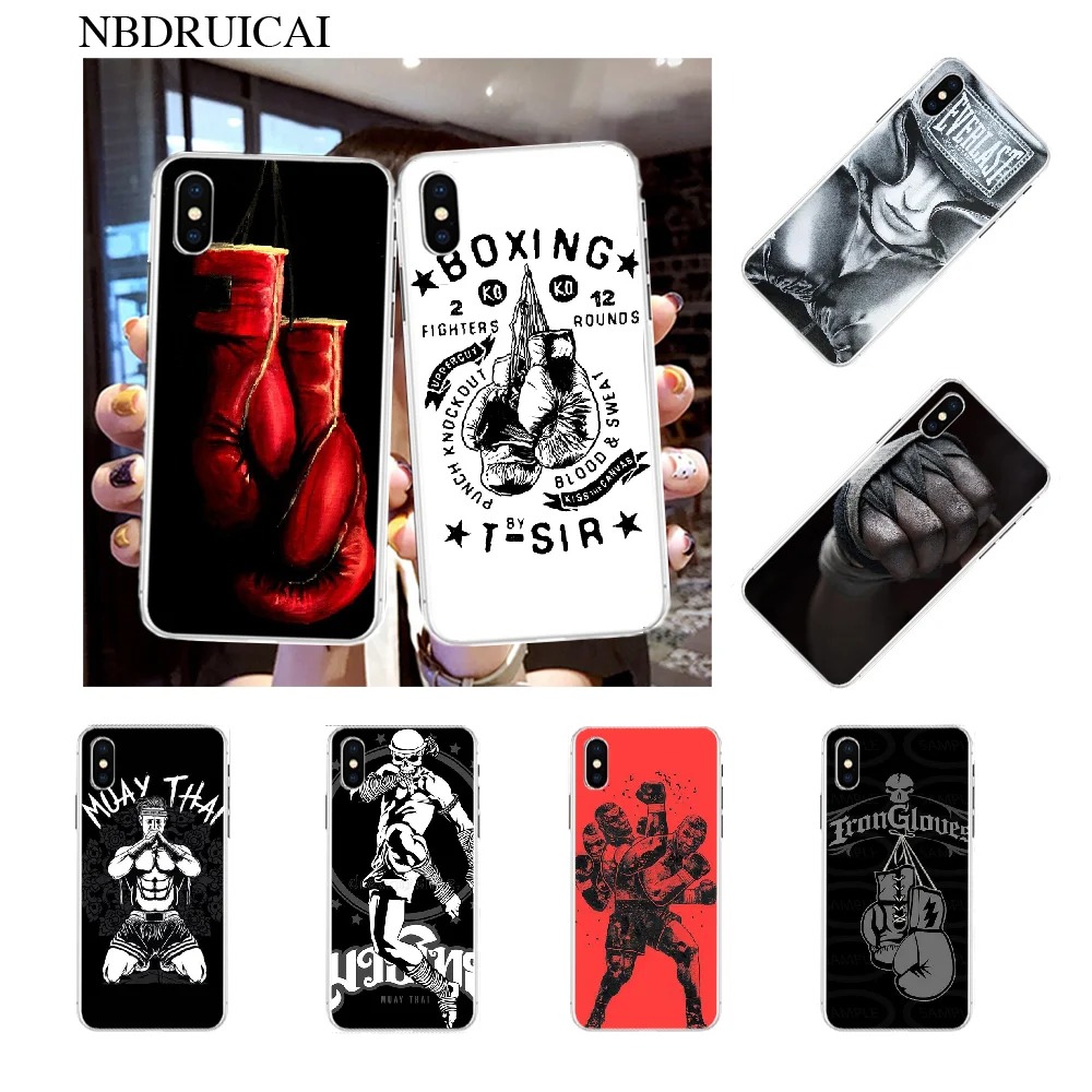 Черные смарт-боксерские перчатки NBDRUICAI мягкий чехол из ТПУ для iPhone 11 pro XS MAX 8 7 6 6S Plus