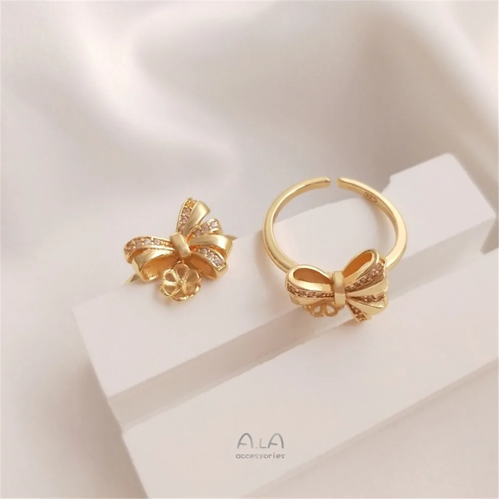 14 K package gold Bronze DIY half hole Crystal Pearl Ring Ring mosaic zircon butterfly hand knitted bead ring
14 K package gold Bronze DIY half hole Crystal Pearl Ring Ring mosaic zircon butterfly hand knitted bead ring