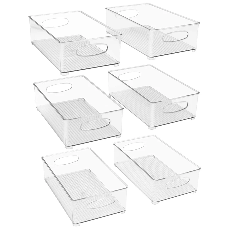 Plastic Storage Bins Stackable Clear Pantry Organizer Box Bin Containers for Organizing Kitchen Fridge, Food, Pack of 6
Plastic Storage Bins Stackable Clear Pantry Organizer Box Bin Containers for Organizing Kitchen Fridge, Food, Pack of 6