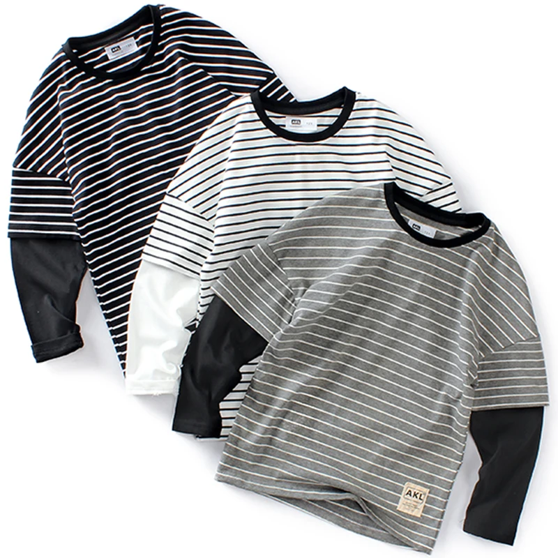 Boys T-shirt Long Sleeve Cotton Fake Two-piece Stitching T shirt Children Tee Spring Autumn Summer Tops 2020 New Boys Base Shirt
Boys T-shirt Long Sleeve Cotton Fake Two-piece Stitching T shirt Children Tee Spring Autumn Summer Tops 2020 New Boys Base Shirt