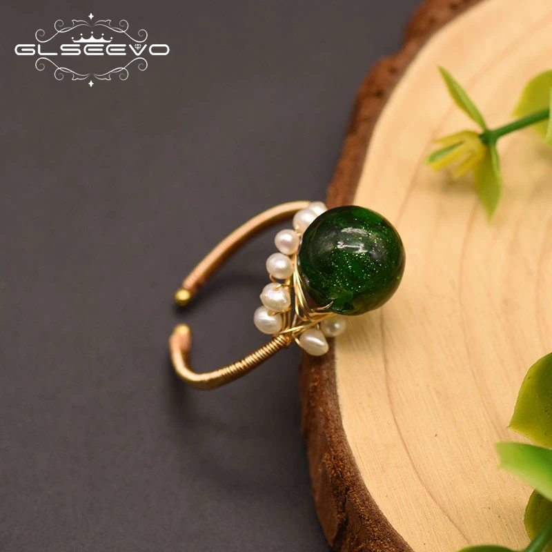 GLSEEVO Green Glass Natural Fresh Water Pearl Ring For Women Girl Lovers' Wedding Engagement Party Gift Luxury Jewellery GR0252
GLSEEVO Green Glass Natural Fresh Water Pearl Ring For Women Girl Lovers' Wedding Engagement Party Gift Luxury Jewellery GR0252