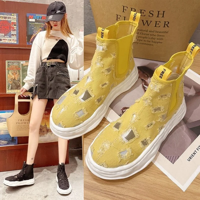 Hollow High-top Breathable Set Foot Casual Flat Shoes Women's New Fashion Hole Casual Breathable Comfortable Flat Shoes MAZIAO 
Hollow High-top Breathable Set Foot Casual Flat Shoes Women's New Fashion Hole Casual Breathable Comfortable Flat Shoes MAZIAO