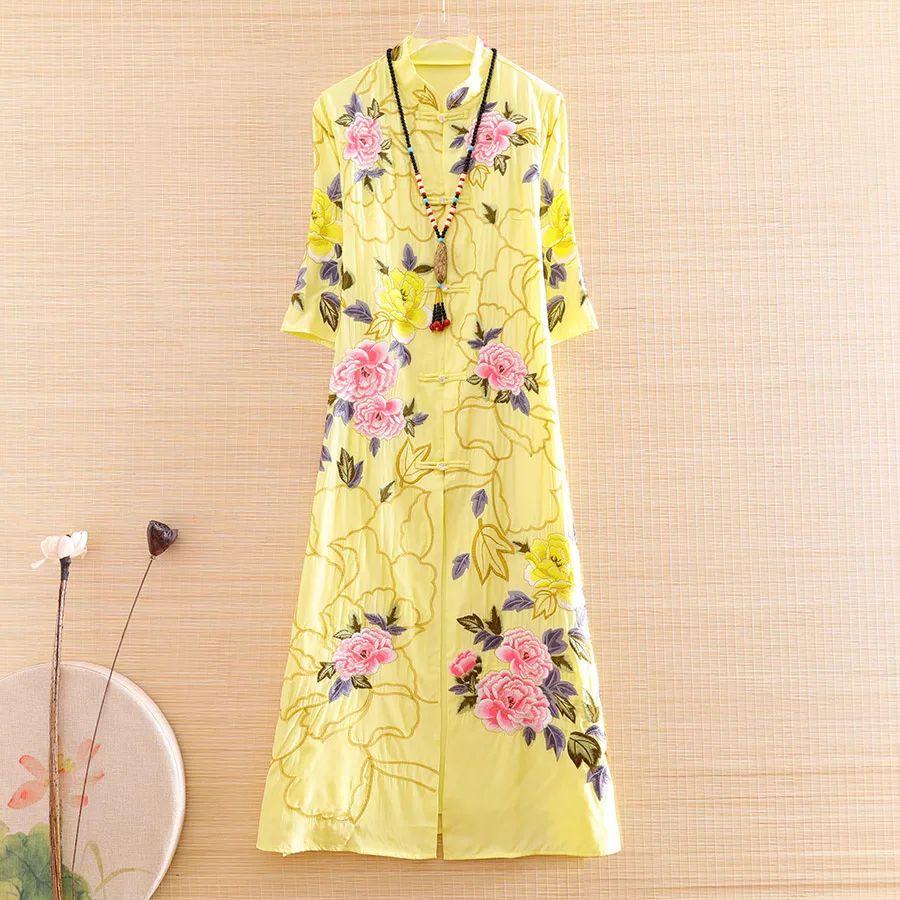 High-end Spring Summer Women Chinese Style Floral Qipao Dress Embroidery Elegant Lady A-line Cheongsam 2 Pieces Dress S-XXL
High-end Spring Summer Women Chinese Style Floral Qipao Dress Embroidery Elegant Lady A-line Cheongsam 2 Pieces Dress S-XXL