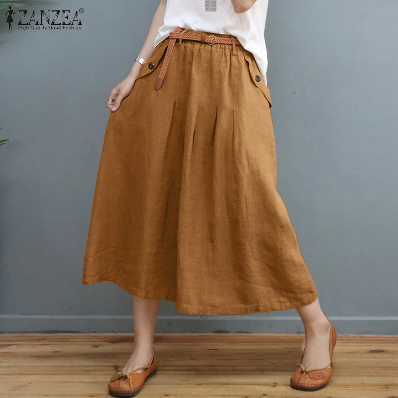 Women Vintage Solid Skirts 2021 Summer Cotton Midi Mujer Faldas ZANZEA Casual High Waist Jupe Femme Female A Line Skirt Bottoms
Women Vintage Solid Skirts 2021 Summer Cotton Midi Mujer Faldas ZANZEA Casual High Waist Jupe Femme Female A Line Skirt Bottoms