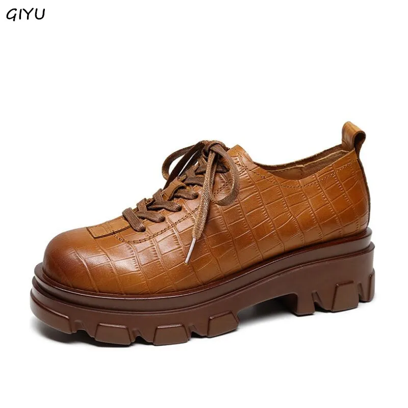 GIYU Female Big Head Shoes 2021 Spring New Genuine Leather Chunky Platform Women's Casual Shoes Manual Retro Ladies Single Shoes
GIYU Female Big Head Shoes 2021 Spring New Genuine Leather Chunky Platform Women's Casual Shoes Manual Retro Ladies Single Shoes
