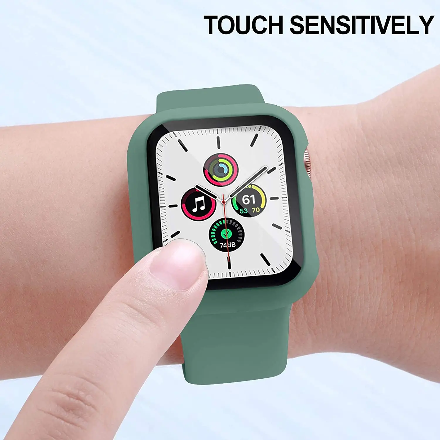 Стекло + чехол ремешок для Apple Watch band 44 мм 40 38 42 силиконовый смарт часов iWatch 3 4 5 6 se