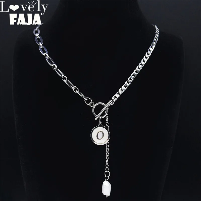 Shell Stainless Steel Pearl O Letter Necklace For Women Silver Color Hip Hop Tassel Chokers Necklace Jewelry collier NO7000S03
Shell Stainless Steel Pearl O Letter Necklace For Women Silver Color Hip Hop Tassel Chokers Necklace Jewelry collier NO7000S03