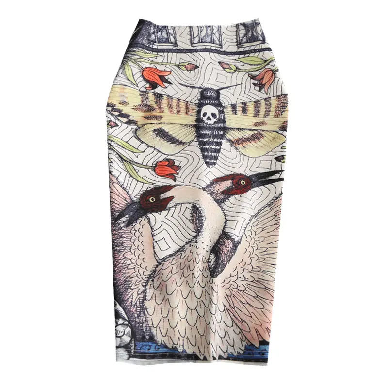 -Coming European Women Spring Print Pencil Skirt High Stretch Crane Pattern Midi Slip Hip Skirt Female
-Coming European Women Spring Print Pencil Skirt High Stretch Crane Pattern Midi Slip Hip Skirt Female