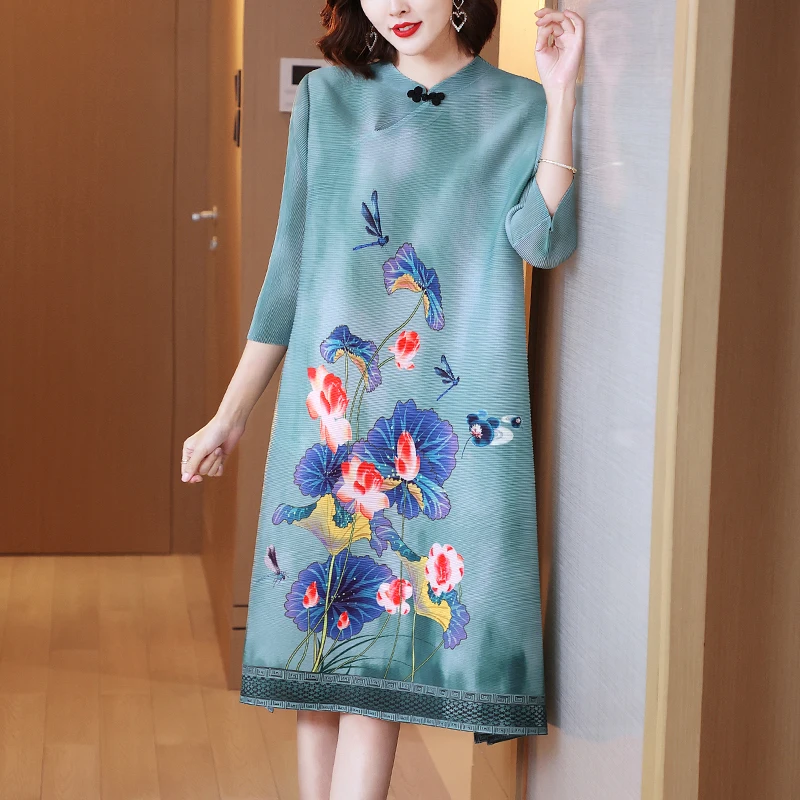 Vintage Dress Autumn Clothes Women Chinese Style Stand Collar Printed Three Quarter Sleeve Fashion Loose A Line Dresses
Vintage Dress Autumn Clothes Women Chinese Style Stand Collar Printed Three Quarter Sleeve Fashion Loose A Line Dresses