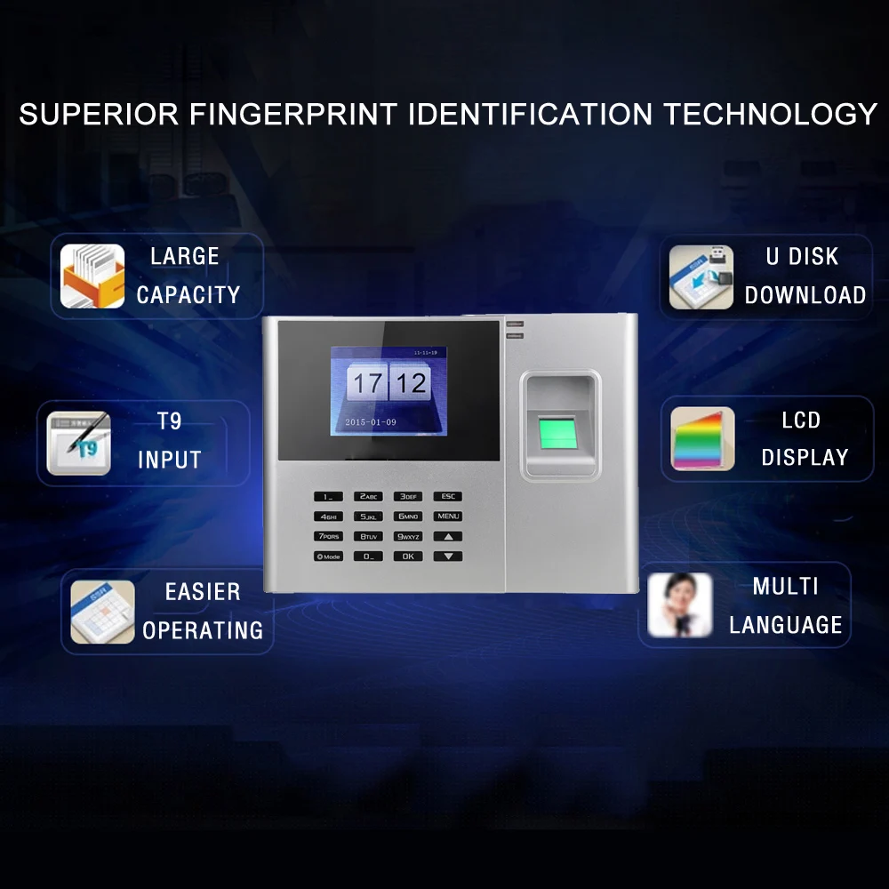 Biometric Fingerprint Password Attendance Machine Employee Checking-in Recorder 2.8 inch TFT LCD Screen DC 5V Time Attendance
Biometric Fingerprint Password Attendance Machine Employee Checking-in Recorder 2.8 inch TFT LCD Screen DC 5V Time Attendance