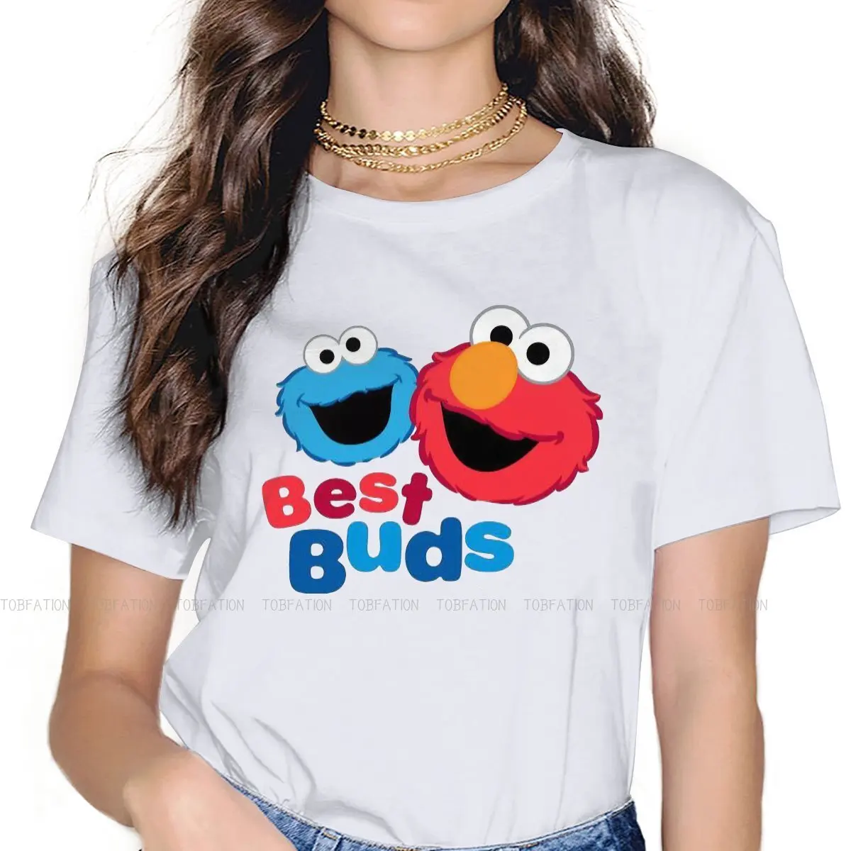 Elmo and Cookie Besties Women Shirts Sesame Street 80s TV Series Oversized T-shirt Harajuku Vintage Female Blusas
Elmo and Cookie Besties Women Shirts Sesame Street 80s TV Series Oversized T-shirt Harajuku Vintage Female Blusas