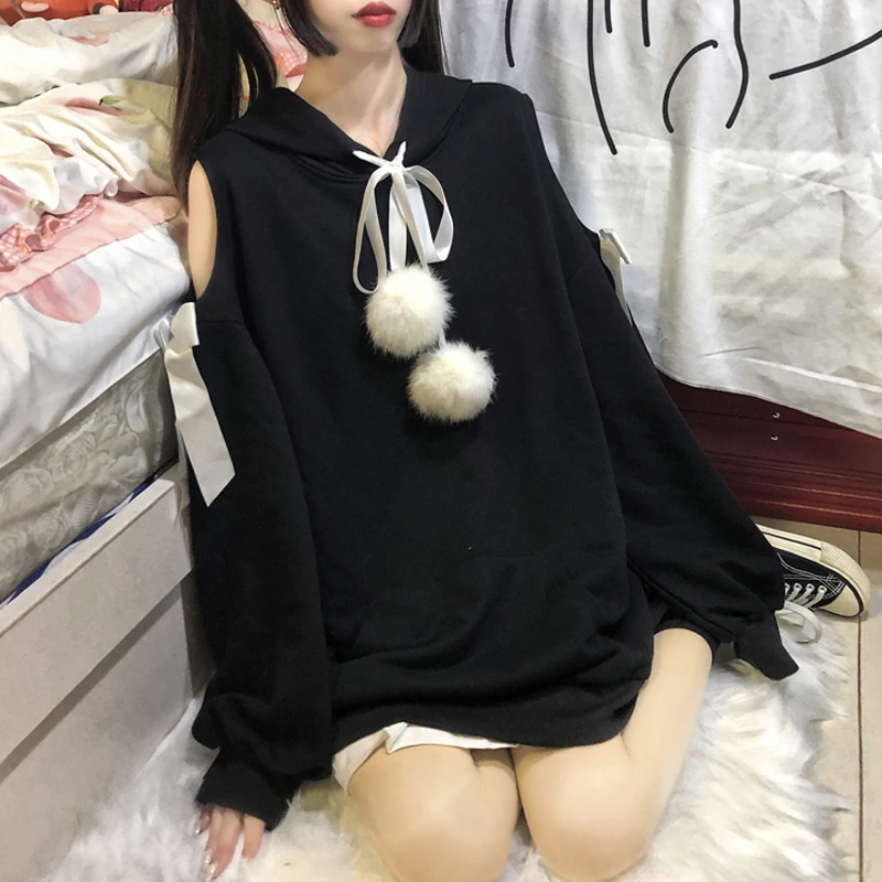 Kawaii Autumn Soft Girl Hoodie Sweatshirt Plush Ball Sweet Strapless Bow Sweatshirts Female Japanese Cute Bow Loose Pullover Top
Kawaii Autumn Soft Girl Hoodie Sweatshirt Plush Ball Sweet Strapless Bow Sweatshirts Female Japanese Cute Bow Loose Pullover Top