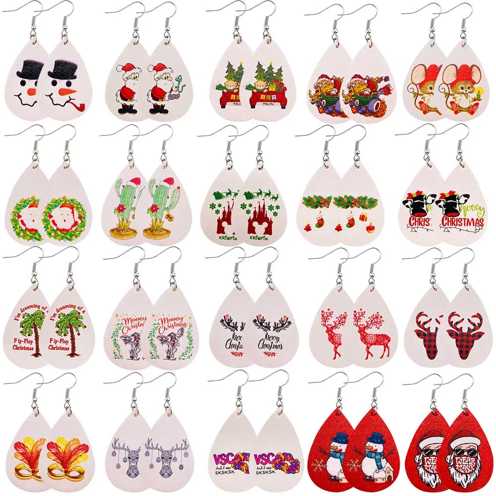 Christmas Faux Leather Earrings Teardrop Dangle Earrings New Fashion Christmas Tree Star Dangle Earrings For Women Girls
Christmas Faux Leather Earrings Teardrop Dangle Earrings New Fashion Christmas Tree Star Dangle Earrings For Women Girls