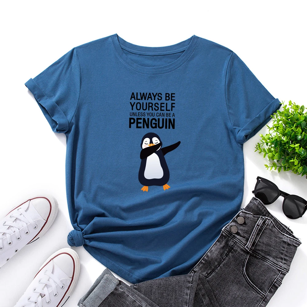 Women T-Shirts 100% Cotton Short Sleeve Funny Penguin Printed Graphic Tees Female Shirt Summer Tops Kawaii Clothes
Women T-Shirts 100% Cotton Short Sleeve Funny Penguin Printed Graphic Tees Female Shirt Summer Tops Kawaii Clothes