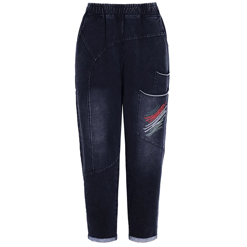 Spring Autumn Stretch Jeans for Women High Waist Plus Size Full Length Denim Harem Pants Retro Embroidery Pockets Trousers Blue
Spring Autumn Stretch Jeans for Women High Waist Plus Size Full Length Denim Harem Pants Retro Embroidery Pockets Trousers Blue