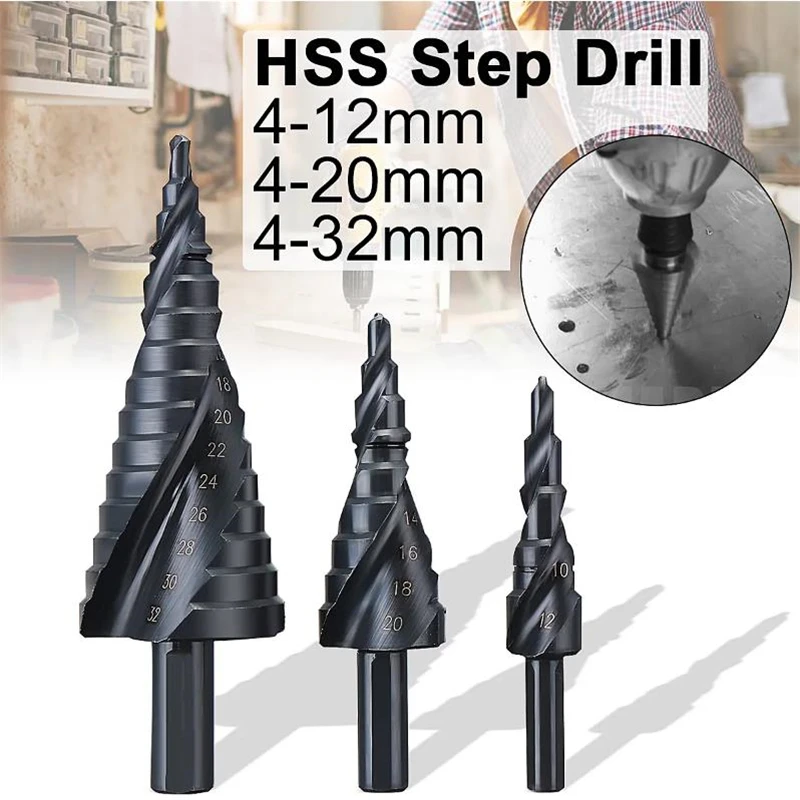 4-12/20/32mm HSS Cobalt Step Drill Bit Set Nitrogen High Speed Steel Spiral For Metal Cone Triangle Shank Hole Cutter
4-12/20/32mm HSS Cobalt Step Drill Bit Set Nitrogen High Speed Steel Spiral For Metal Cone Triangle Shank Hole Cutter