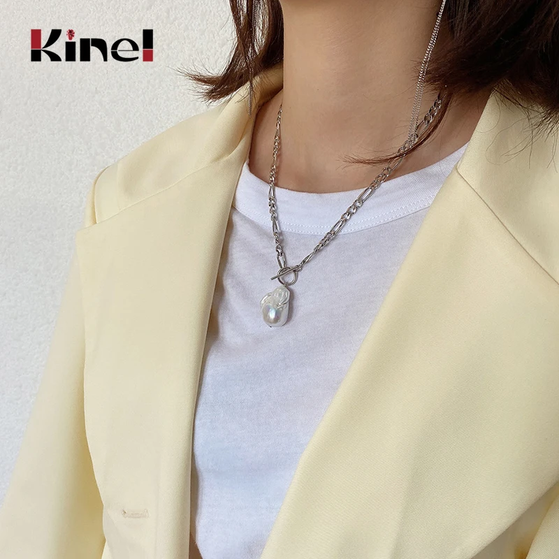 Kinel 925 Sterling Silver Baroque Pearl Pendants Necklace Europe America Design Wild Elegant Charm Necklace for Women Jewelry
Kinel 925 Sterling Silver Baroque Pearl Pendants Necklace Europe America Design Wild Elegant Charm Necklace for Women Jewelry