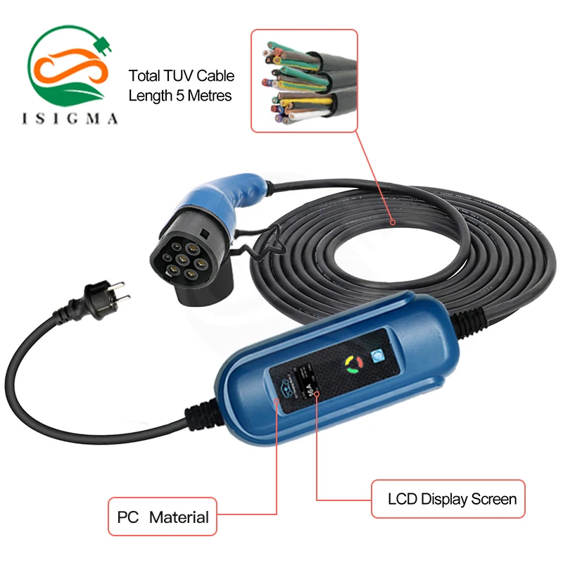 

Электрическое автомобильное зарядное устройство IEC 62196-2 EVSE J1772 Тип 2 EV, зарядный кабель 16 А, европейская вилка для электромобиля