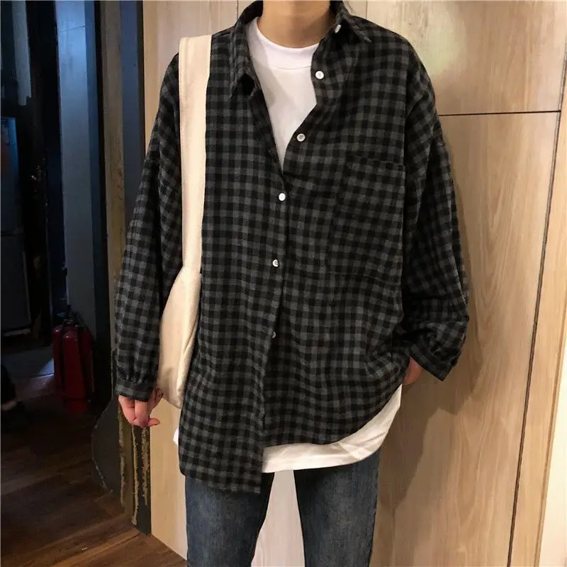 Loose BF Shirts Women Kawaii Simple Casual Plaid Korean Style Daily All-match Harajuku Student Womens Clothing Fashion Vintage
Loose BF Shirts Women Kawaii Simple Casual Plaid Korean Style Daily All-match Harajuku Student Womens Clothing Fashion Vintage