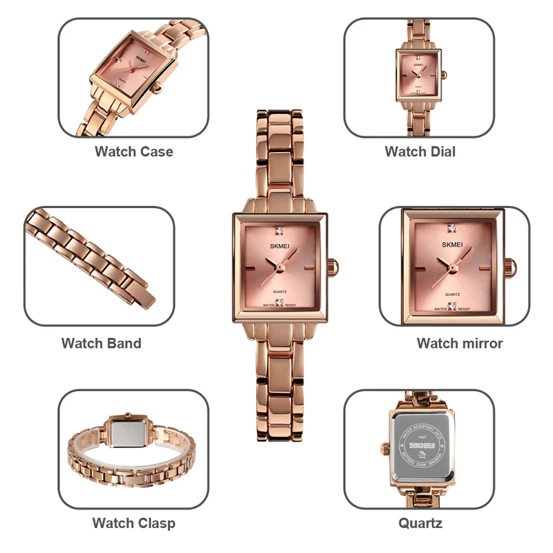 SKMEI Fashion Square Dial Quartz Watches for Women Luxury Stainless Steel Rose Gold Silver Ladies Wristwatch Femme Bracelet 1407
SKMEI Fashion Square Dial Quartz Watches for Women Luxury Stainless Steel Rose Gold Silver Ladies Wristwatch Femme Bracelet 1407