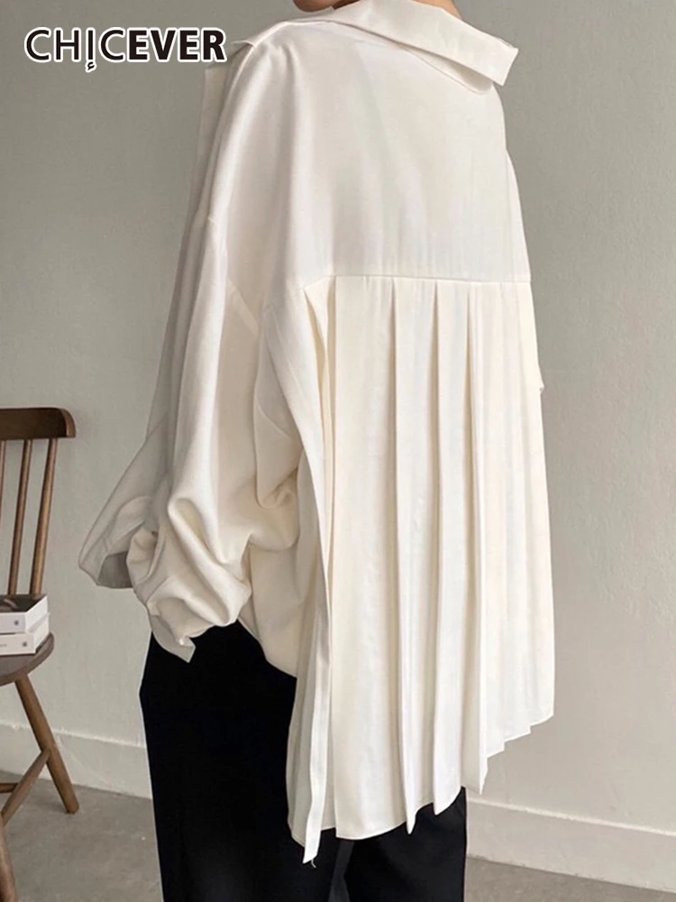 CHICEVER Pleated Casual Plain Blouses For Women Lapel Loose Long Sleeve Single Breasted Open Stitch Female 2021 Autumn Clothing
CHICEVER Pleated Casual Plain Blouses For Women Lapel Loose Long Sleeve Single Breasted Open Stitch Female 2021 Autumn Clothing