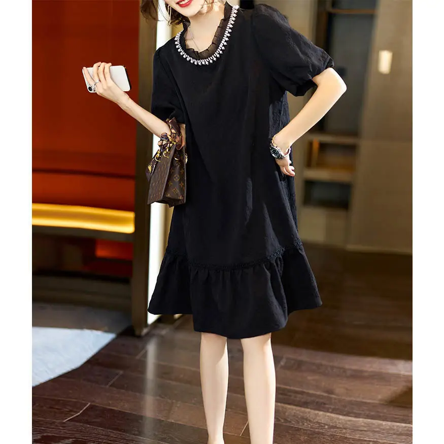 Plus Size Women's 2021 Summer New Slim Waist Dress Female Temperament Age Reduction Little Black Dress Female Summer
Plus Size Women's 2021 Summer New Slim Waist Dress Female Temperament Age Reduction Little Black Dress Female Summer