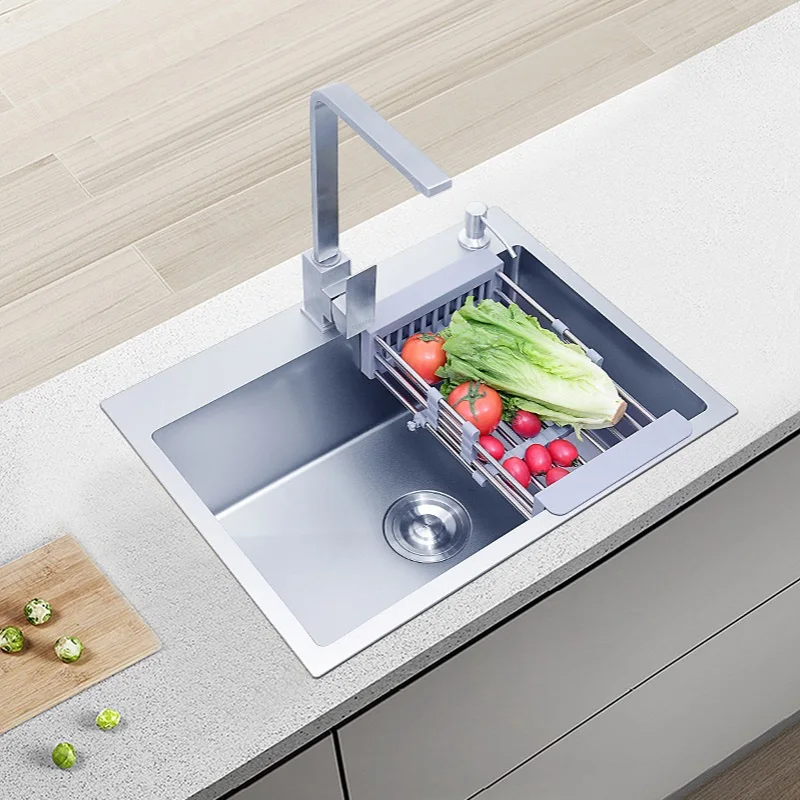 Kitchen Sink 304 Stainless Steel Single Kitchen Sink Drain Basket and Drain Pipe Rectangular Stainless Steel Vegetable Sink
Kitchen Sink 304 Stainless Steel Single Kitchen Sink Drain Basket and Drain Pipe Rectangular Stainless Steel Vegetable Sink