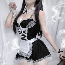 Sexy Lolita Maid Cosplay Clothing Female Babydoll Dress Uniform Erotic Role play French Apron Servant Lingerie Sexy for Women