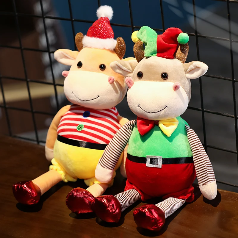35cm Cute Plush Cow Doll Christmas Cattle Baby Sleeping Soft Stuffed Animals Toy Cushion For Children Birthday Gift | Игрушки и хобби