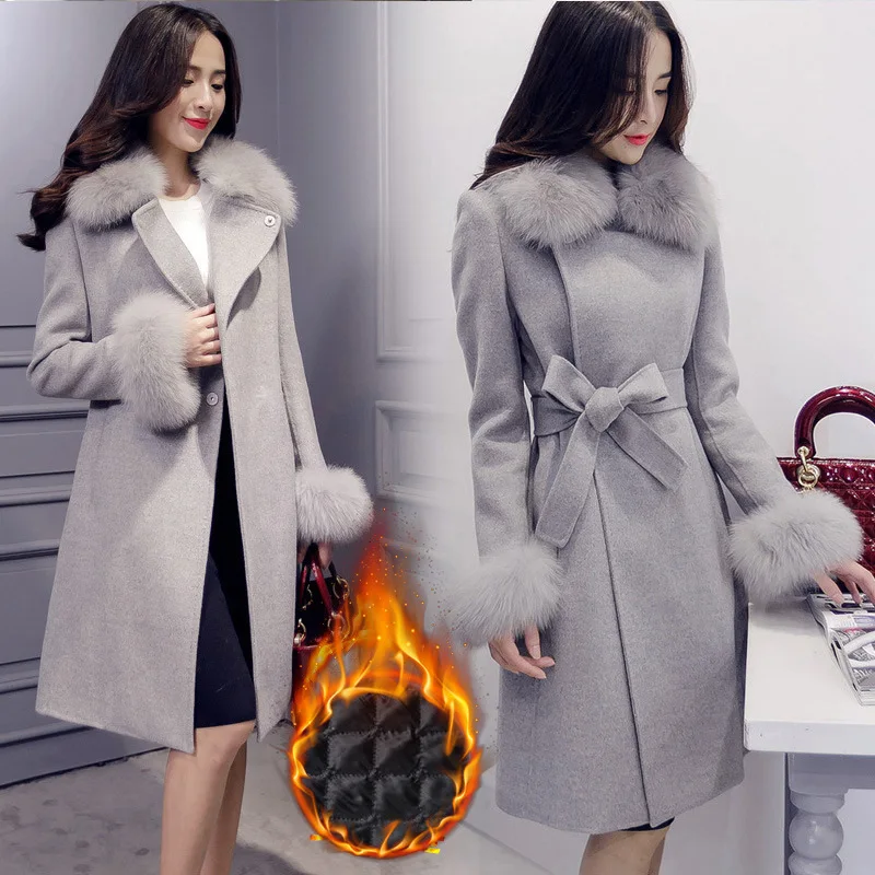 Женское теплое шерстяное пальто Новинка 2019 осень зима новые Свободные пиджаки с