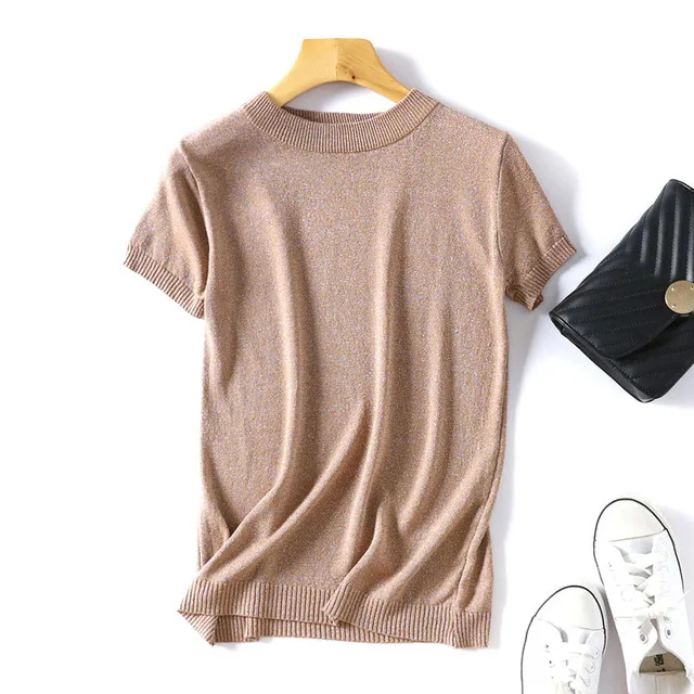 2021 spring and summer O-neck mixed color patchwork sweater women casual short-sleeved pullover
2021 spring and summer O-neck mixed color patchwork sweater women casual short-sleeved pullover