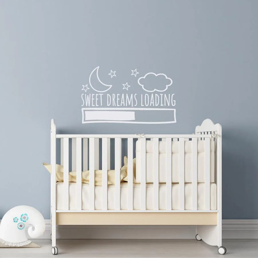 

Sweet Dreams Loading Wall Decal Nursery Kids Bedroom Baby Room Home Decor Moon Stars Cloud Children Vinyl Wall Sticker S844