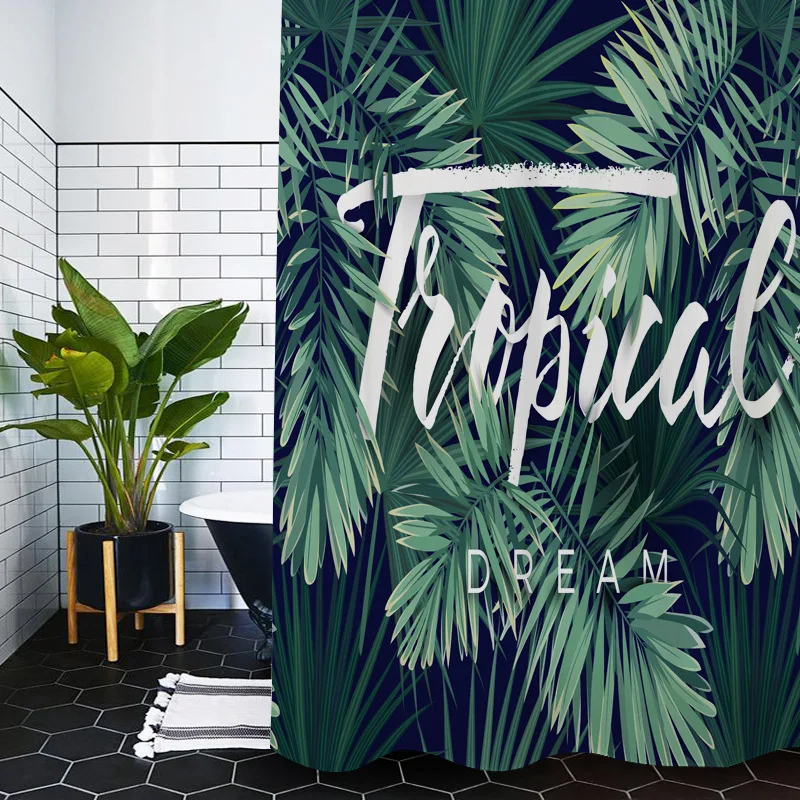 Nordic tropical green plant leaf palm shower curtain bathroom curtain fabric waterproof polyester with hook bathroom curtain
Nordic tropical green plant leaf palm shower curtain bathroom curtain fabric waterproof polyester with hook bathroom curtain