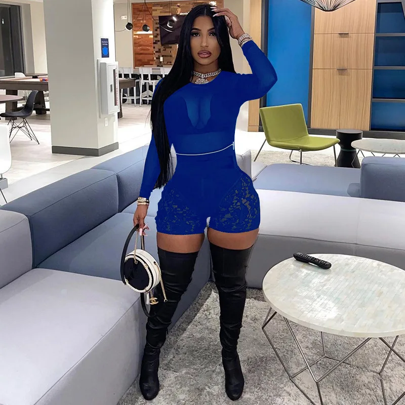 Sexy Sheer Mesh Patchwork Two Piece Set Long Sleeve Crop Top + Lace Shorts Fashion Streetwear See Through Night Club Outfits
Sexy Sheer Mesh Patchwork Two Piece Set Long Sleeve Crop Top + Lace Shorts Fashion Streetwear See Through Night Club Outfits
