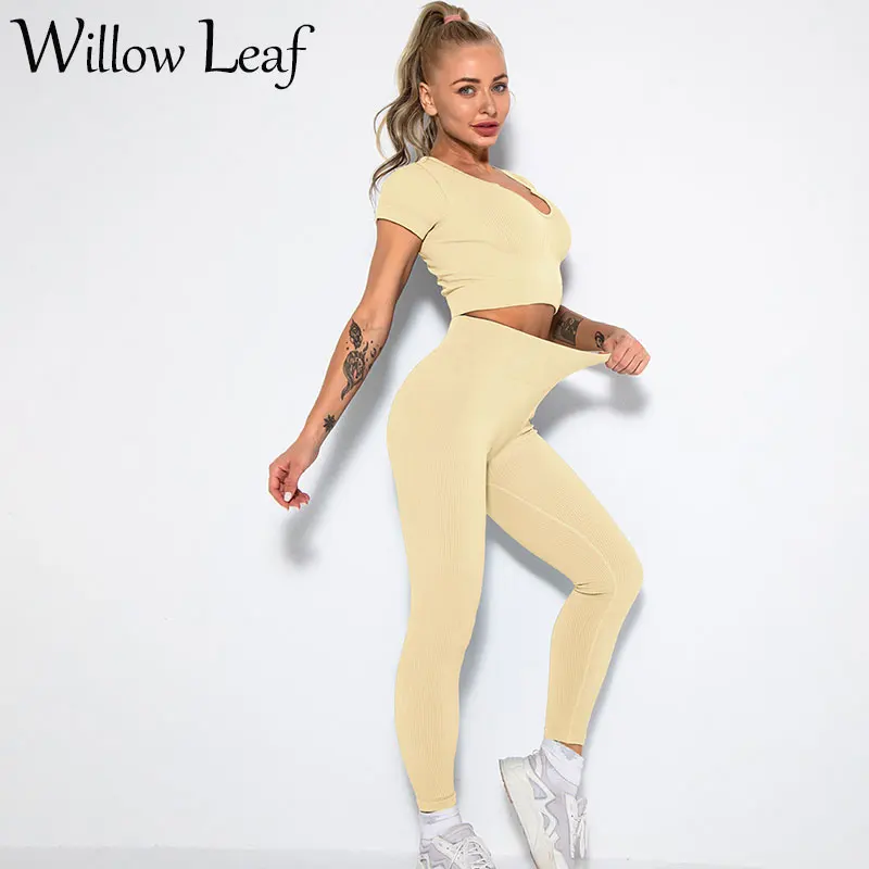 Willow Leaf Ribbed Seamless Sport Wear Yoga Set Woman Sports Clothing Outfit Workout Running Fitness Suits Gym Sets
Willow Leaf Ribbed Seamless Sport Wear Yoga Set Woman Sports Clothing Outfit Workout Running Fitness Suits Gym Sets