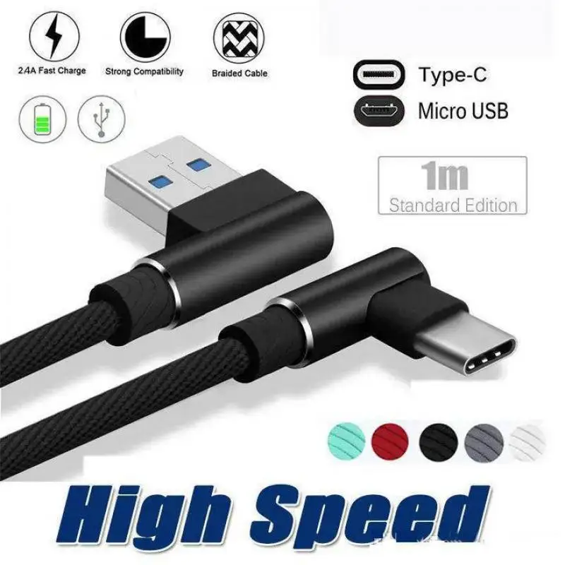 Кабель USB Type-C 90 градусов Micro 8 Pin 1 м 2 4 А в оплетке | Мобильные телефоны и аксессуары