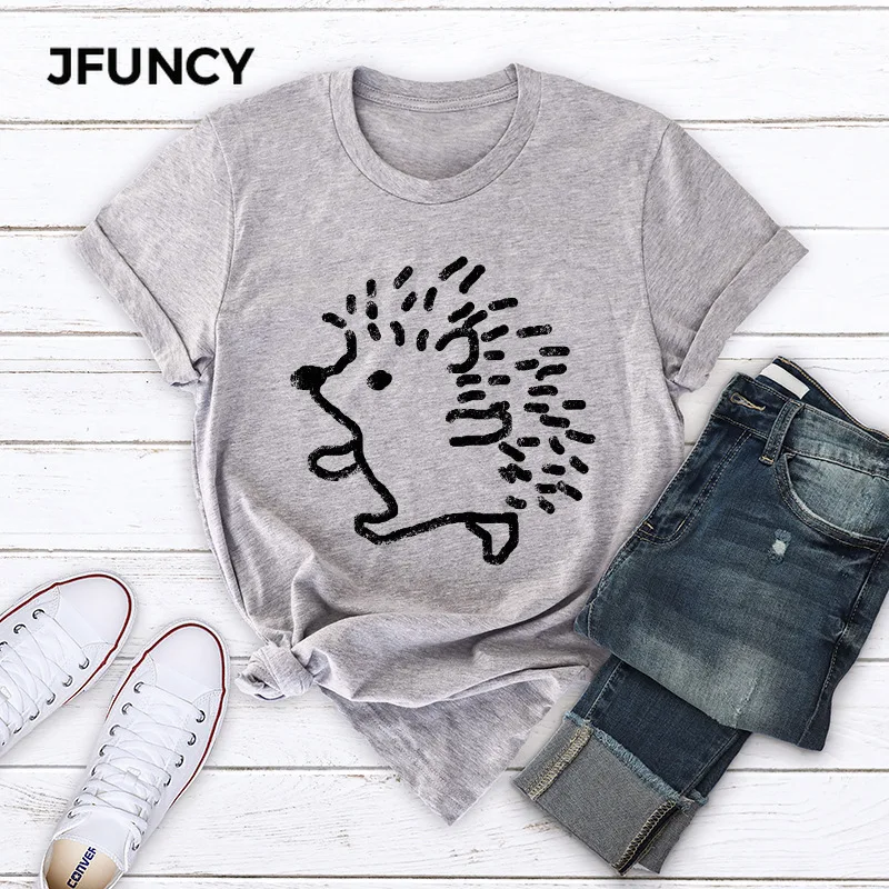 JFUNCY 2021 Лето 100% хлопок женская футболка размера плюс S 5XL Графические футболки с