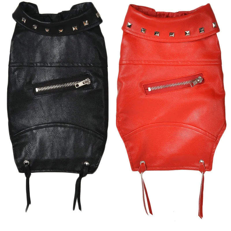 PU Leather Dog Jacket Red Black Winter Rivet Decor Zipper Dog Clothes Short Sleeve Clothing for Dogs Costume Pomeranian Terrier
PU Leather Dog Jacket Red Black Winter Rivet Decor Zipper Dog Clothes Short Sleeve Clothing for Dogs Costume Pomeranian Terrier