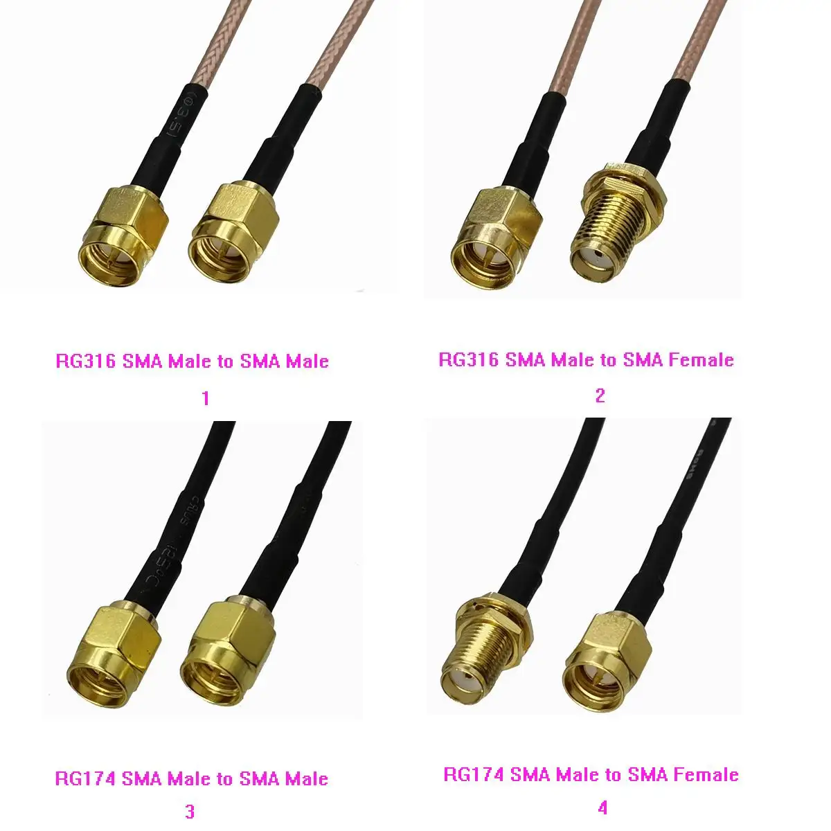 1pcs RG174 RG316 SMA to SMA Male Plug & Female Jack Crimp Wire Terminal RF Coaxial Connector Pigtail Jumper Cable 4inch~5M
1pcs RG174 RG316 SMA to SMA Male Plug & Female Jack Crimp Wire Terminal RF Coaxial Connector Pigtail Jumper Cable 4inch~5M