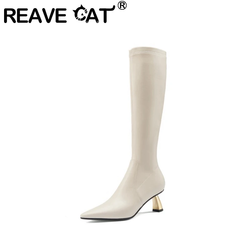 Женские сапоги из натуральной кожи REAVE CAT, зимние черные сапоги до колена на каблуке 6 см, с острым носком, на молнии, дышащие, размер 33-40, A3238
Женские сапоги из натуральной кожи REAVE CAT, зимние черные сапоги до колена на каблуке 6 см, с острым носком, на молнии, дышащие, размер 33-40, A3238