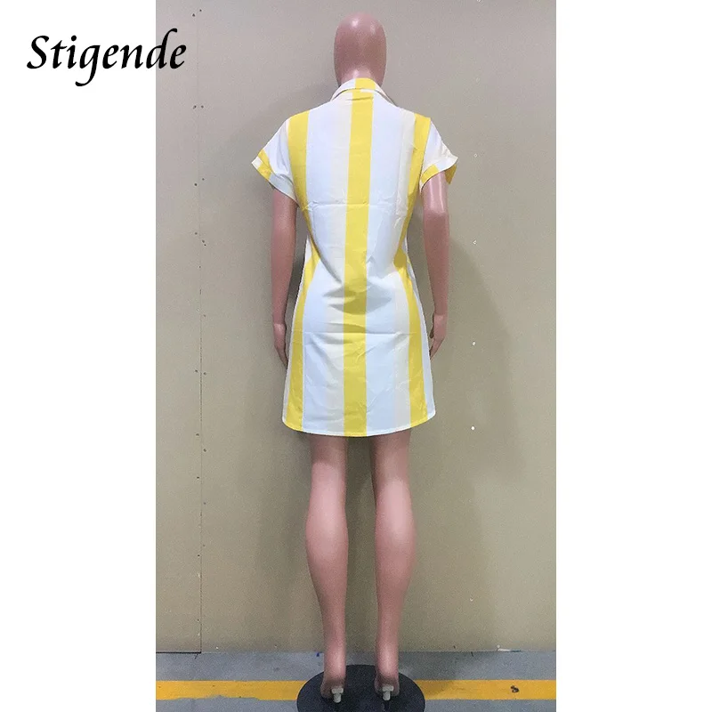 Stigende Casual Front Button Shirt Dress Women Striped Print Summer Mini Dress Fashion Lapel Neck Bodyocn Short Dress
Stigende Casual Front Button Shirt Dress Women Striped Print Summer Mini Dress Fashion Lapel Neck Bodyocn Short Dress