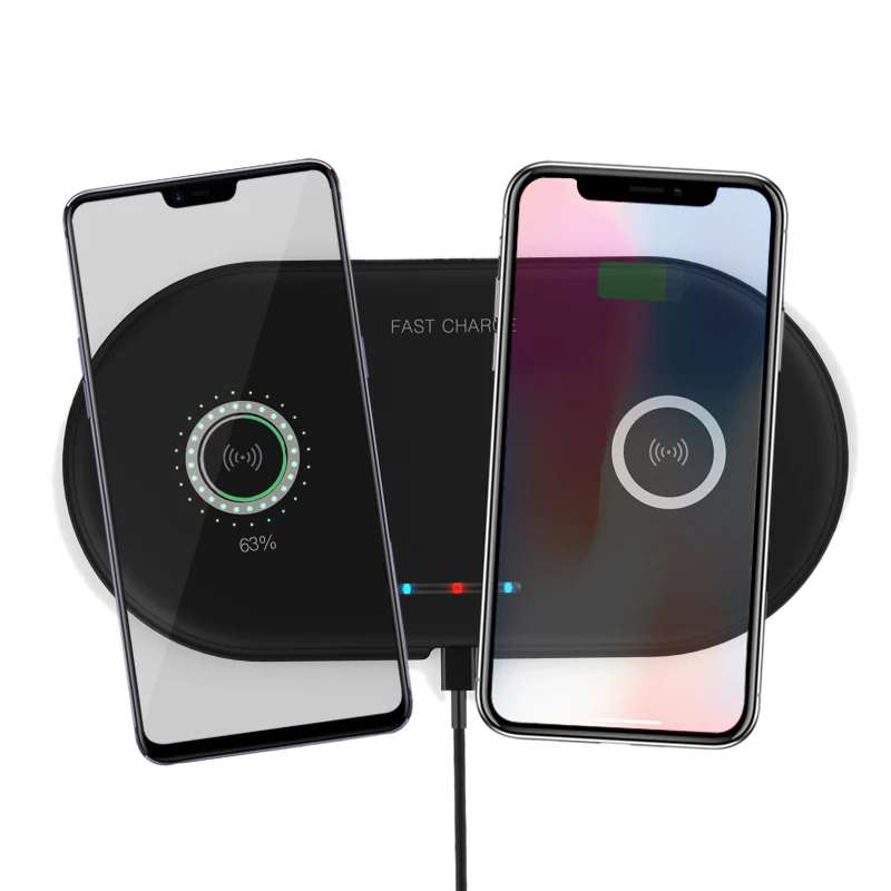 Двойное 10 Вт Беспроводное зарядное устройство для iPhone X XS Max Xr Qi двойная быстрая
